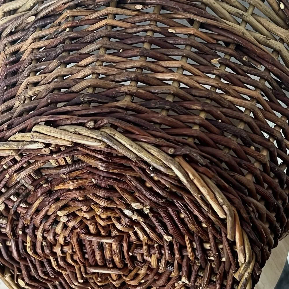 VTG Asymmetrical Decorative Wicker Basket Catchall Brown Farmhouse Minimalist
